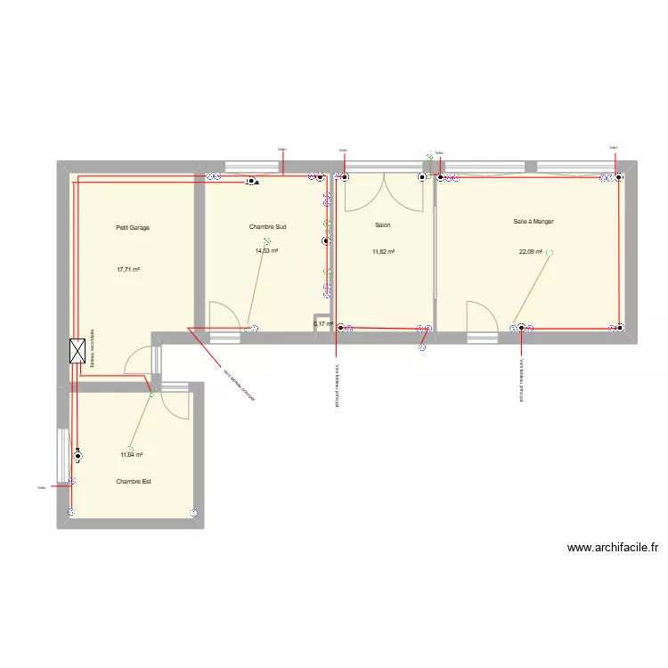 C&acirc;blage prises et interrupteurs. Plan de 