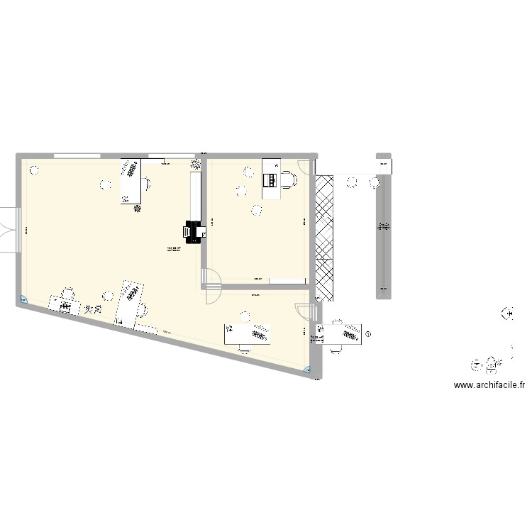 plan interaction. Plan de 3 pièces et 146 m2