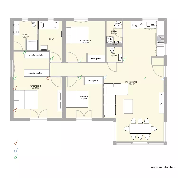 LA GRANGE inter domotique. Plan de 9  et 105 m²