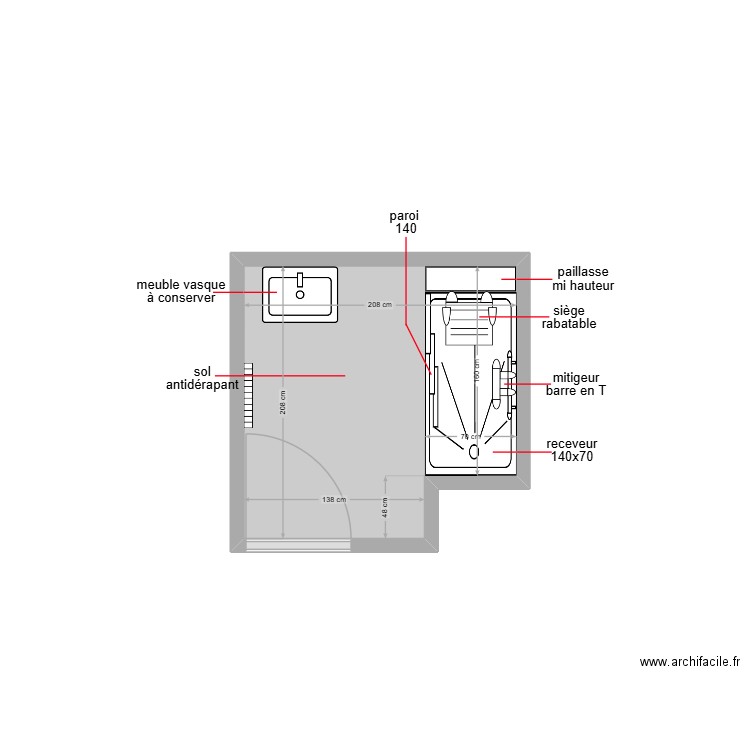 simoni. Plan de 1 pièce et 4 m2