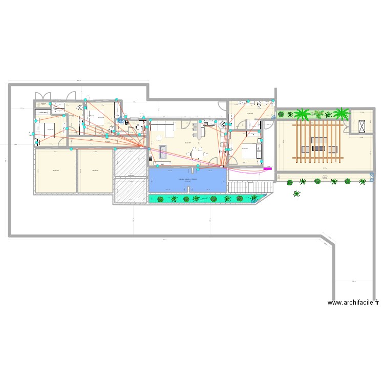 Yanis gaines electrique maison. Plan de 18 pièces et 264 m2
