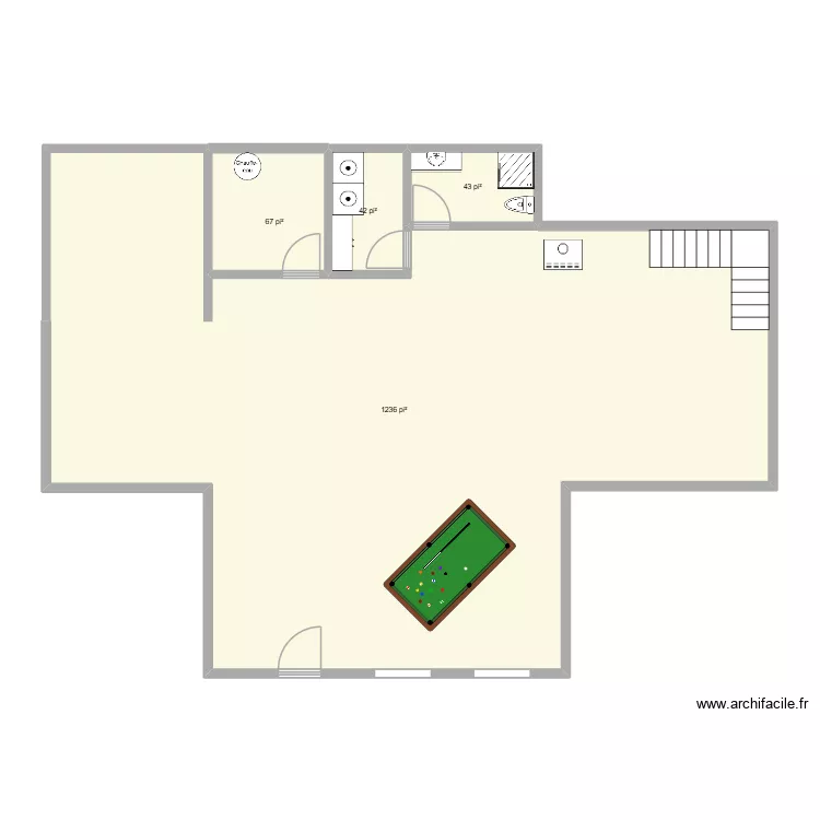 Plan sous sol. Plan de 4  et 129 m²