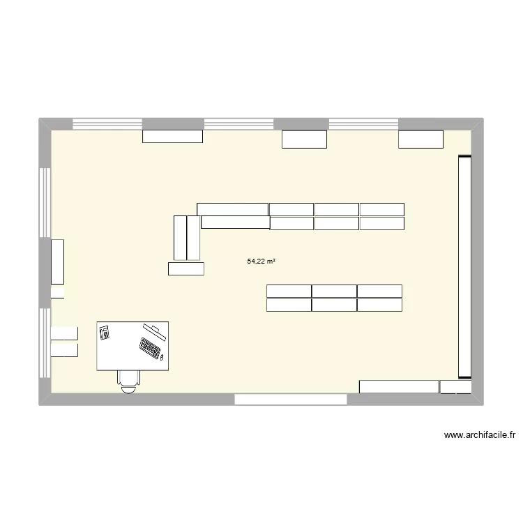 M&eacute;diath&egrave;que base &agrave; modif. Plan de 1  et 54 m²