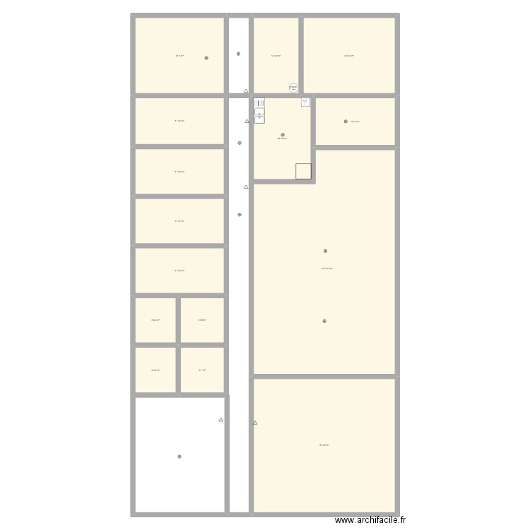 Plan laboratoire. Plan de 15 pièces et 423 m2