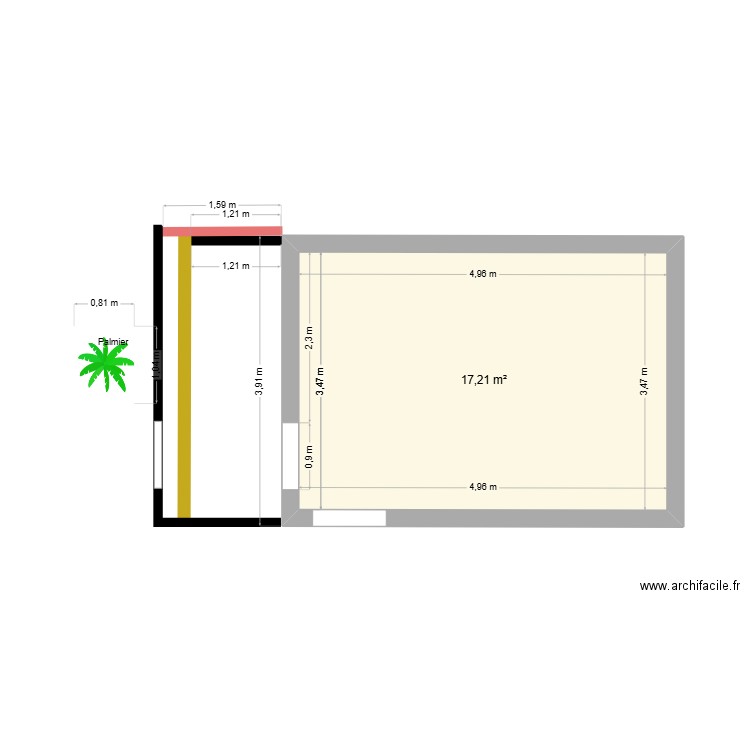 Garage extention. Plan de 1 pièce et 17 m2