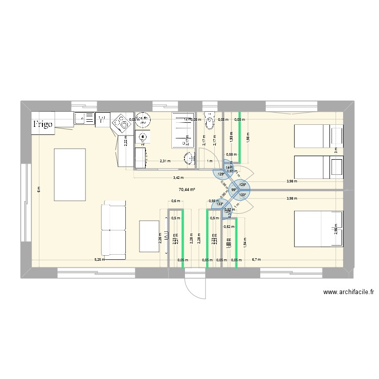 plan 2. Plan de 1 pièce et 71 m2