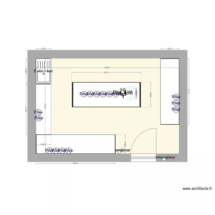 flex. Plan de 1 pièce et 14 m²