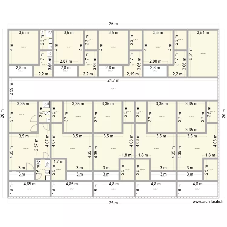 Chantier 3 R&eacute;sidentiel Sud. Plan de 48  et 447 m²