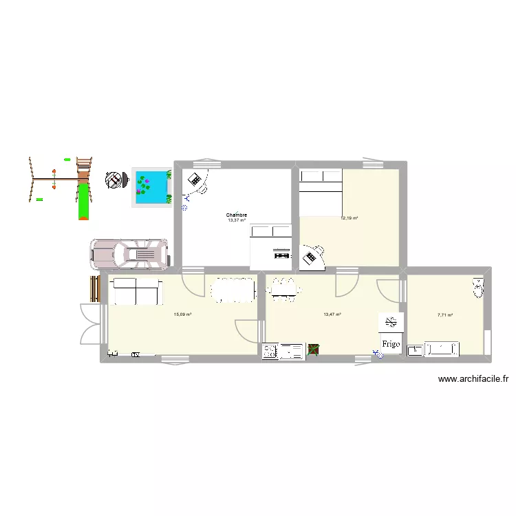 maison amine. Plan de 5  et 62 m²