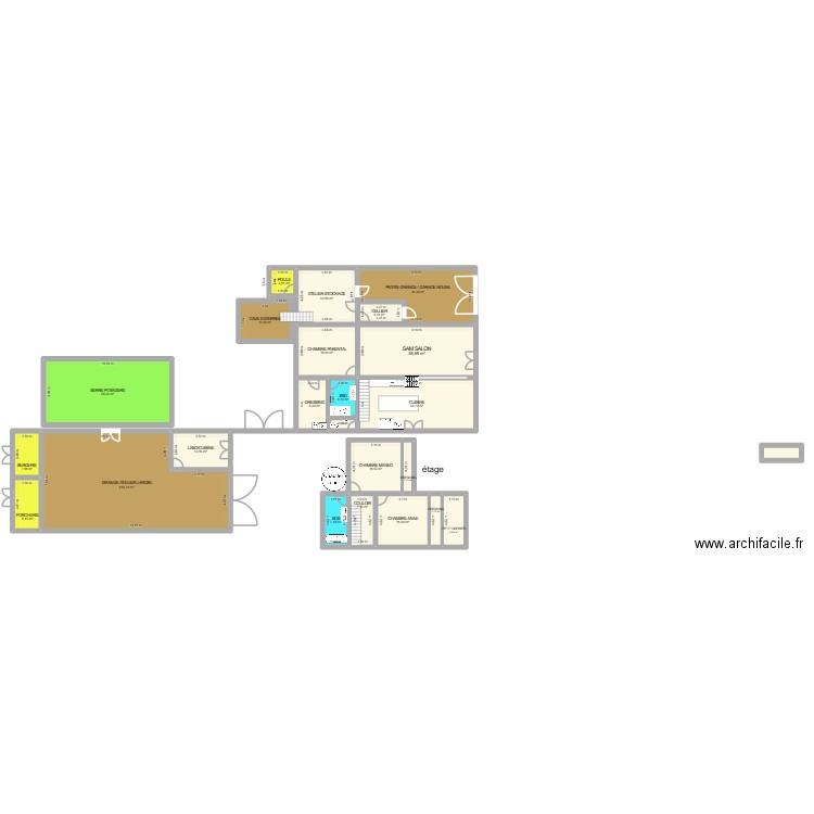 NOUVEAU plan maison et grange saint avit saint nazaire. Plan de 24 pièces et 433 m2