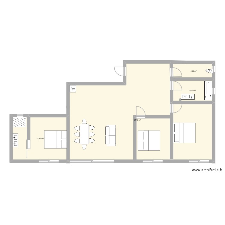 Nad. Plan de 4 pièces et 112 m2