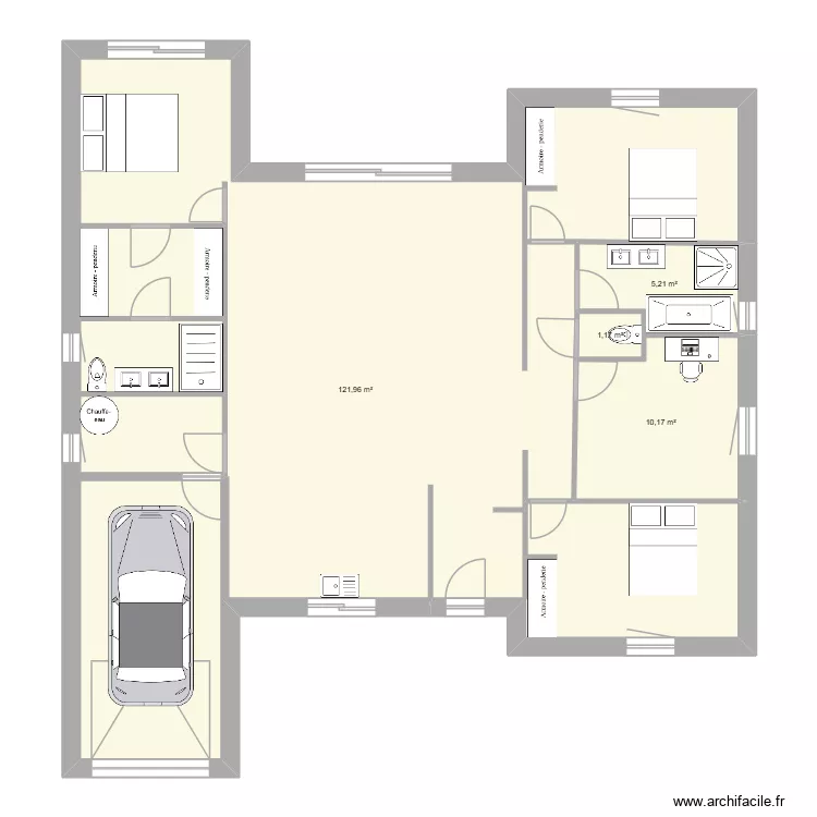 Projet maison U. Plan de 4 pièces et 139 m² Projet maison U. Plan de 4 pièces et 139 m²
