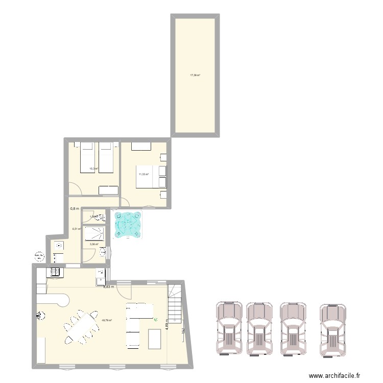 MAISON LES BONNAULTS. Plan de 7 pièces et 99 m2