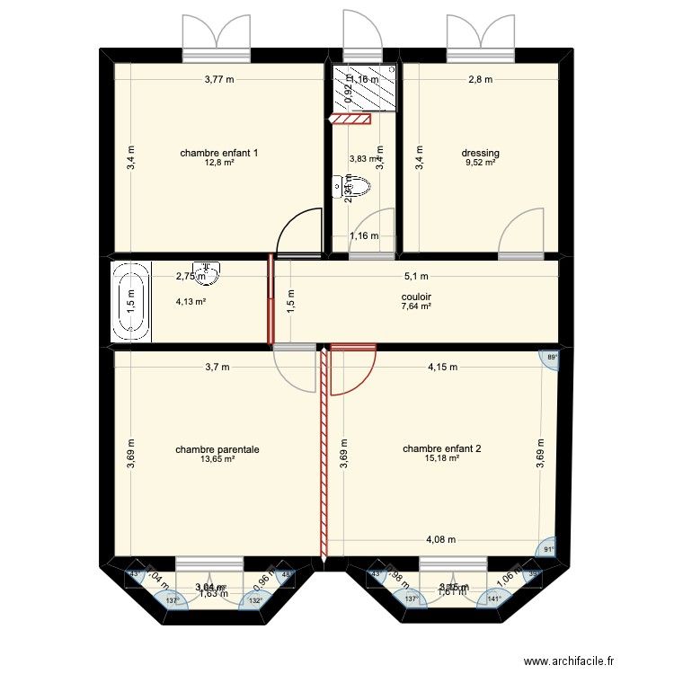langlade plan actuel etage. Plan de 9 pièces et 70 m2