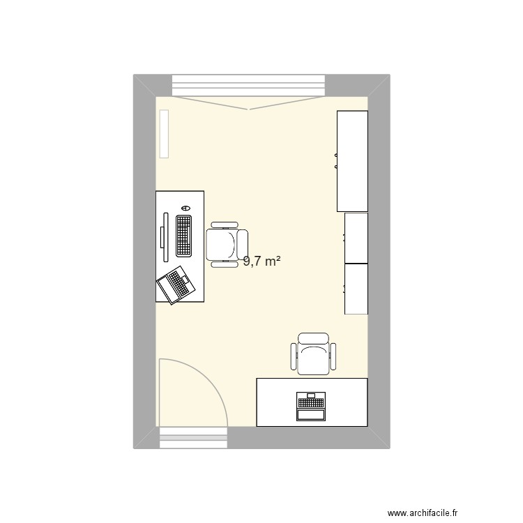Bureau. Plan de 1 pièce et 10 m2