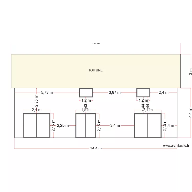 FACADE OUEST M. Plan de 