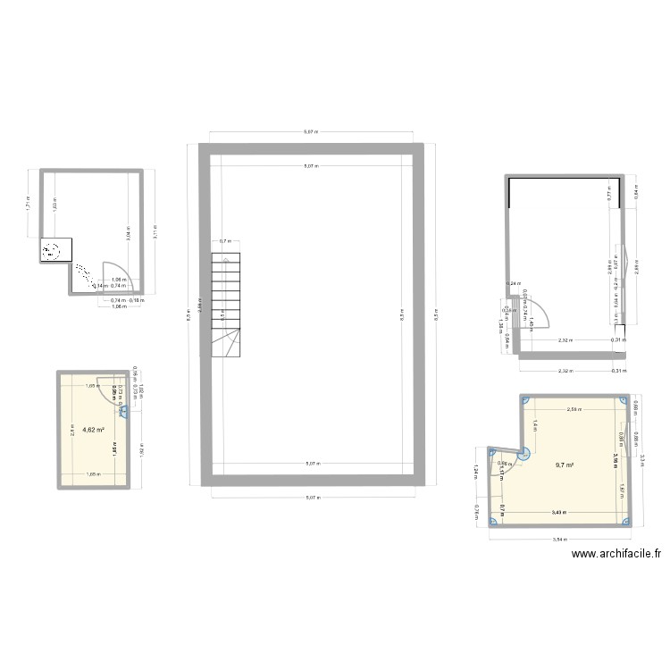 2et. Plan de 2 pièces et 14 m2