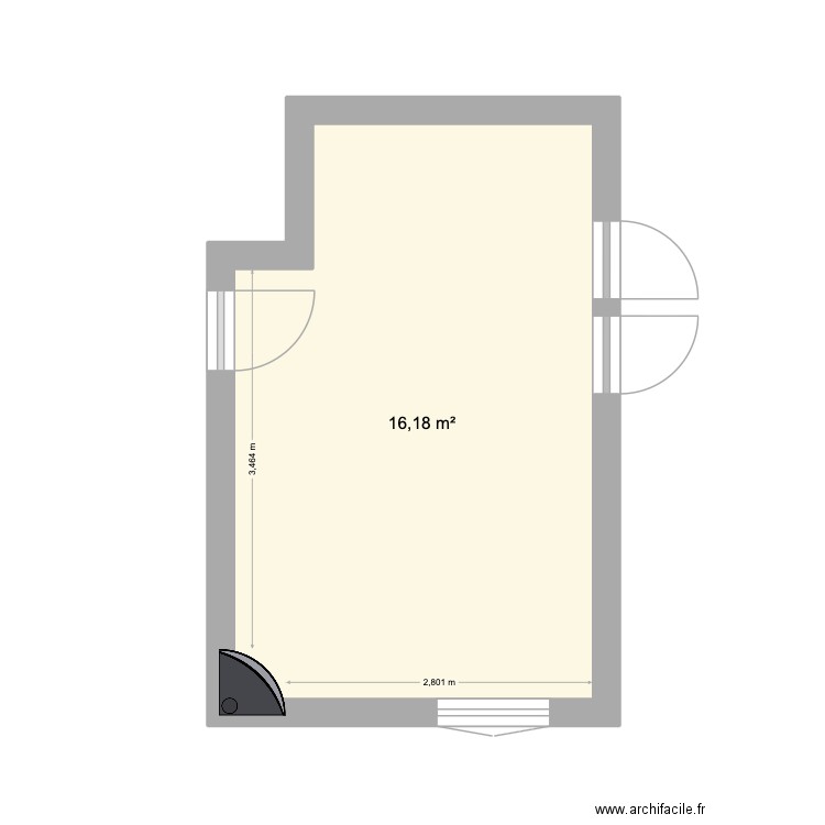 116. Plan de 1 pièce et 16 m2