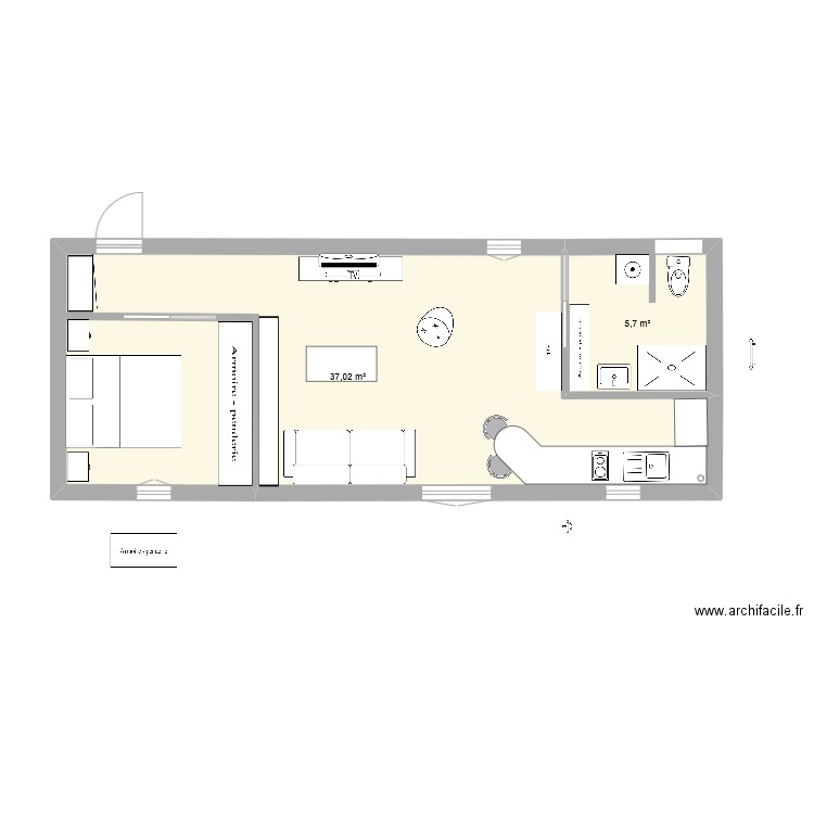 plan de masse 4.3. Plan de 2 pièces et 43 m2