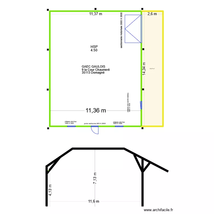 Gaec Gaulois 35113 Domagn&eacute;. Plan de 