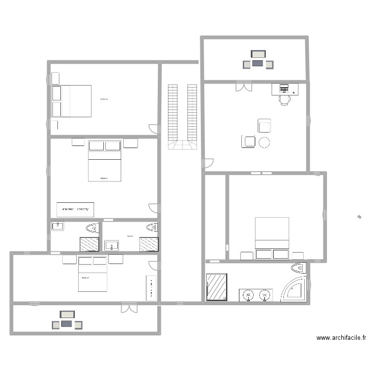 1 etage tetouan. Plan de 4 pièces et 198 m2