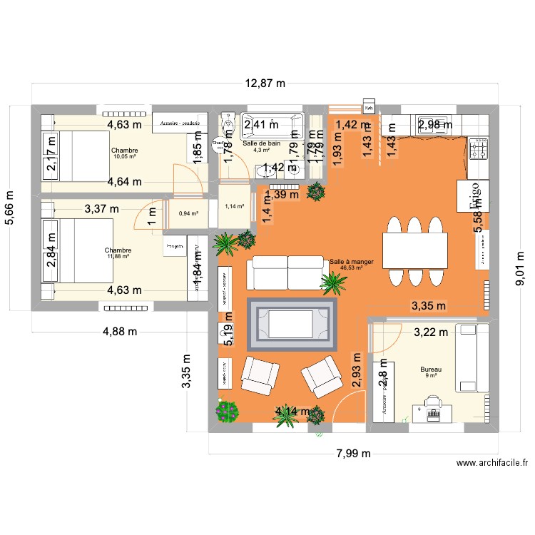 Maison Tautavel test nouveau. Plan de 8 pièces et 85 m2