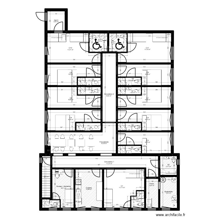 91 BRET 5 Lim Projet V2 single. Plan de 35 pièces et 230 m2