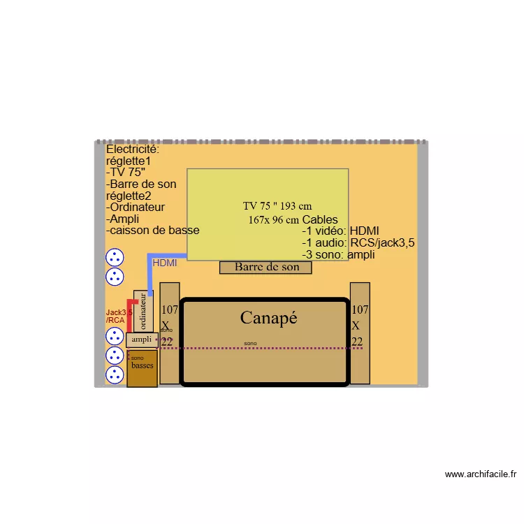 TV 75" chez Eliane 04. Plan de 