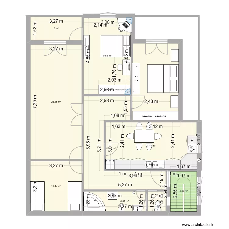 Plan R+1. Plan de 8  et 97 m²
