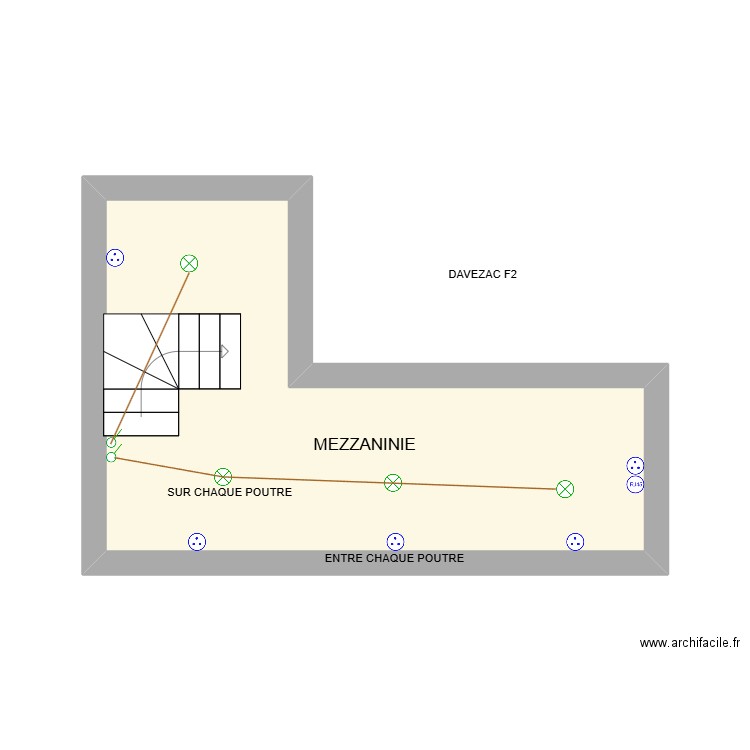 DAVEZAC F2. Plan de 1 pièce et 14 m2