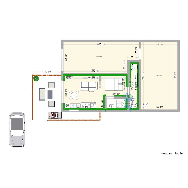 Moulezan. Plan de 5 pièces et 80 m2