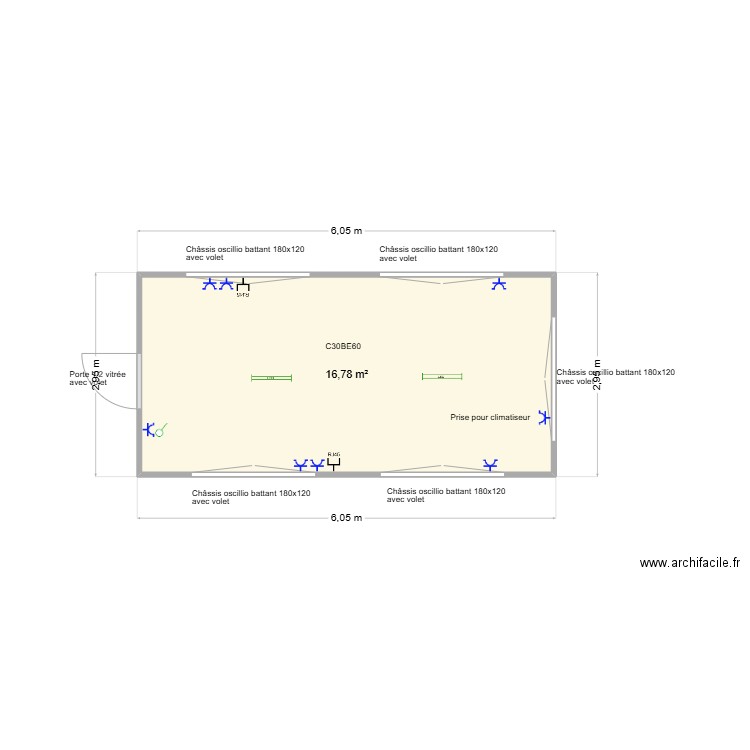 Swissport bruxelles. Plan de 1 pièce et 17 m2