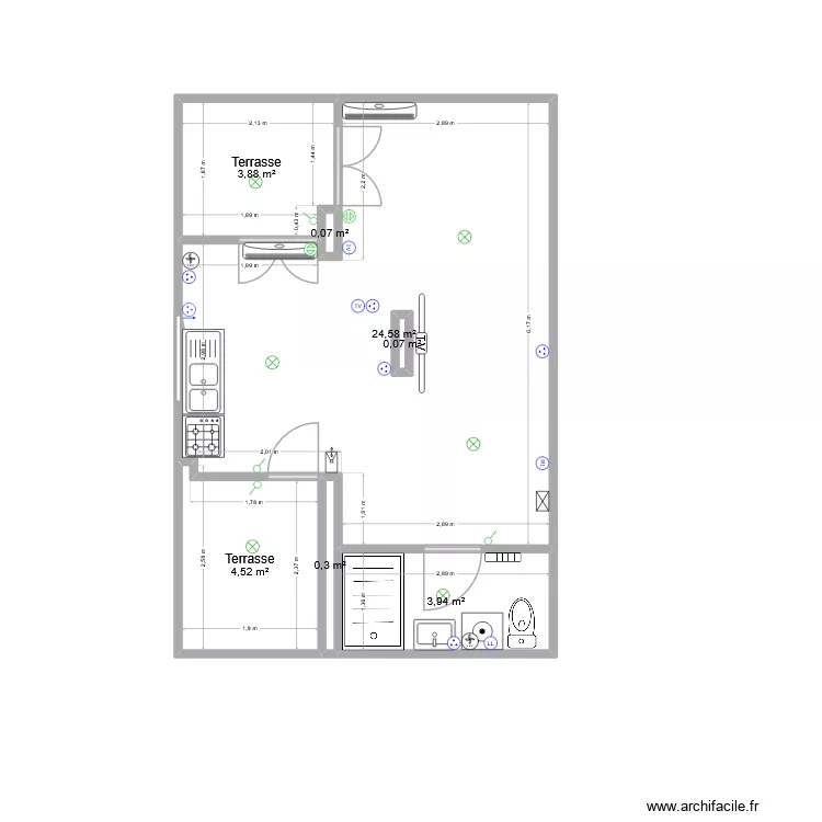 Studio. Plan de 7 Pièces et 38 m² Studio. Plan de 7 Pièces et 38 m²