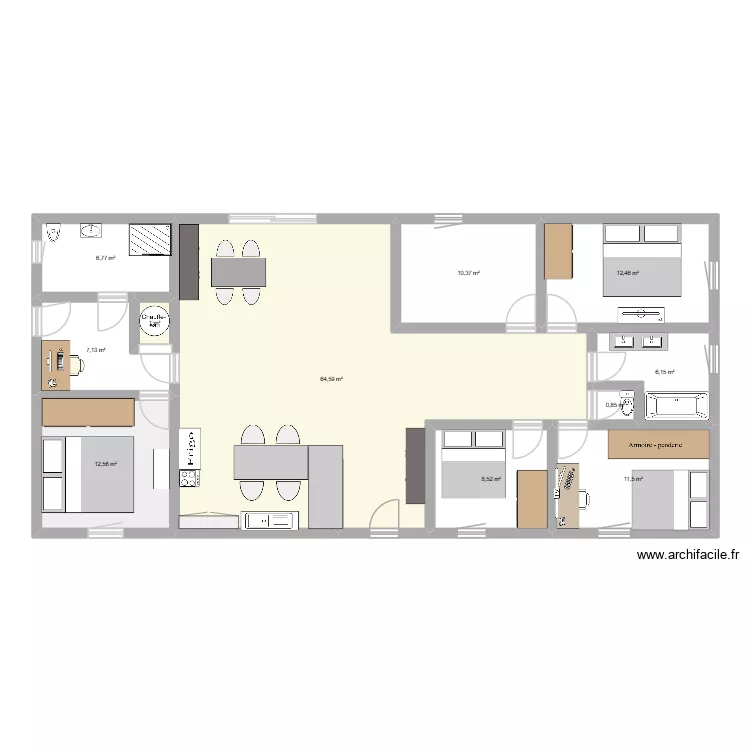 3 plan maison gigi. Plan de 11  et 142 m²