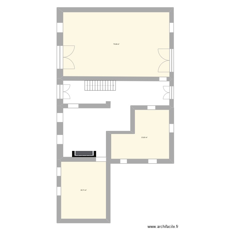 Au Poque. Plan de 3 pièces et 121 m2