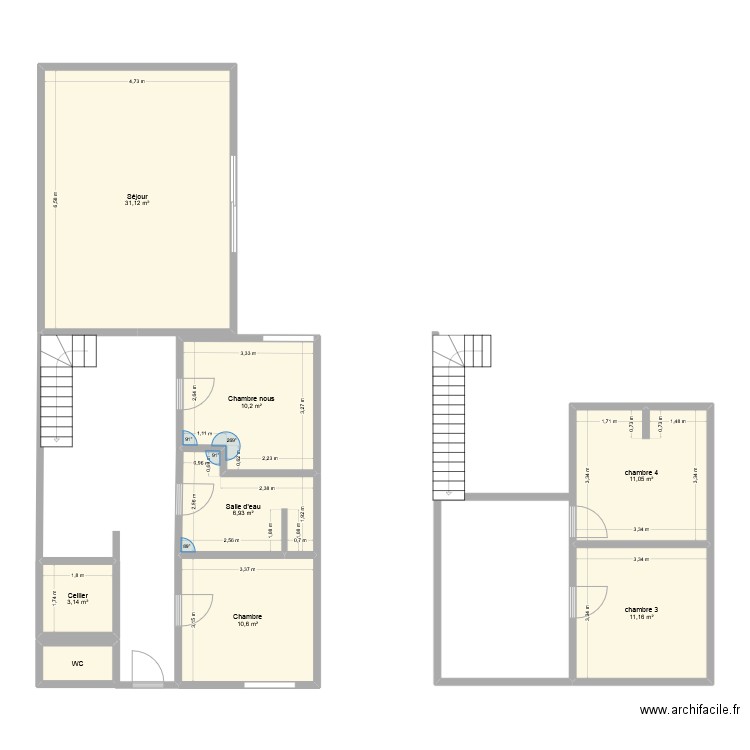 mimizan. Plan de 8 pièces et 86 m2