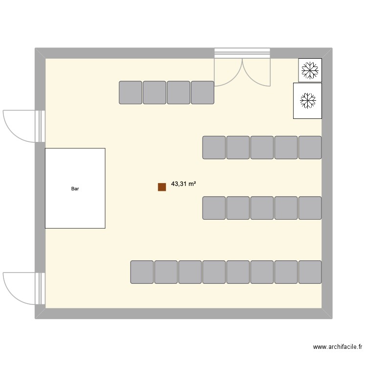 ROSE DES VENTS. Plan de 1 pièce et 43 m2