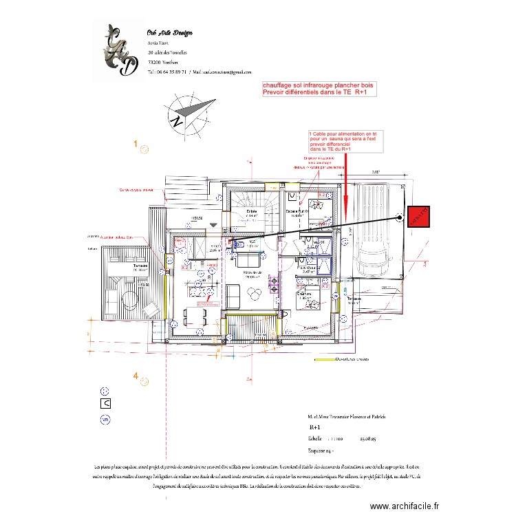 plan implantation des prises  appartement R+1. Plan de 0 pièce et 0 m2