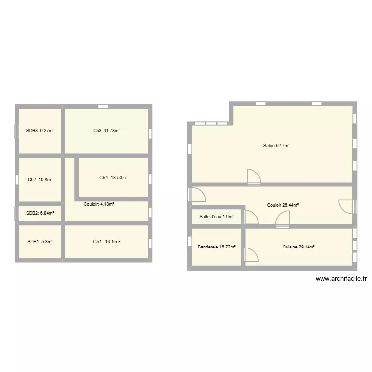 SAHNOUNE. Plan de 13  et 138 m²
