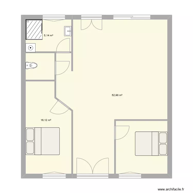 PLAN MESURES OK. Plan de 3 Pièces et 74 m²