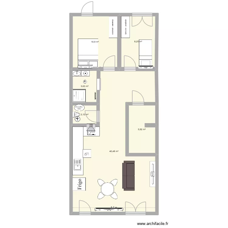 appart 78m2 st christol travaill&eacute; final. Plan de 6  et 71 m²