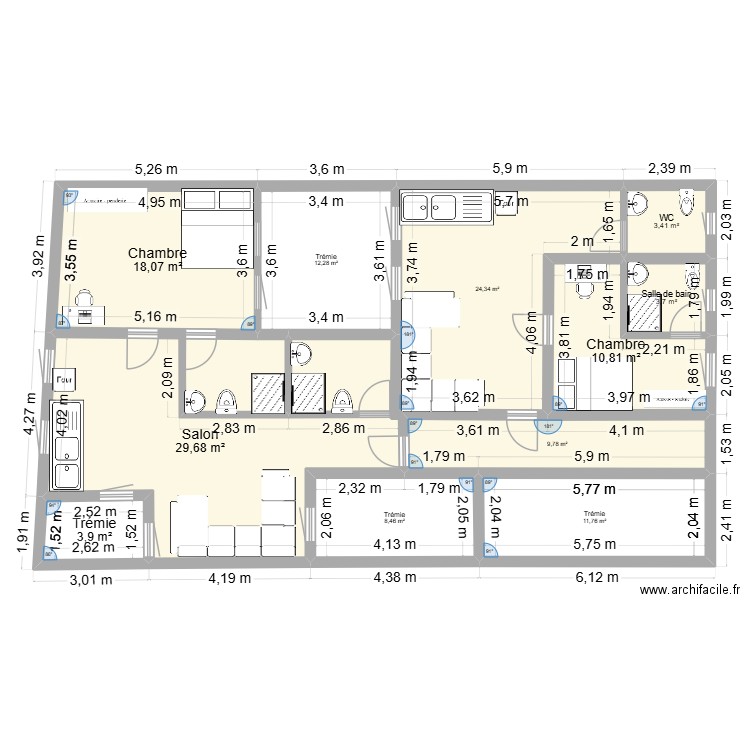 PLAN STUDIO TITO. Plan de 11 pièces et 141 m2