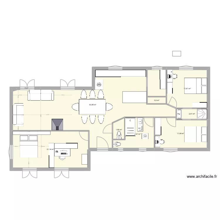 maison 1. Plan de 9 pièces et 113 m² maison 1. Plan de 9 pièces et 113 m²