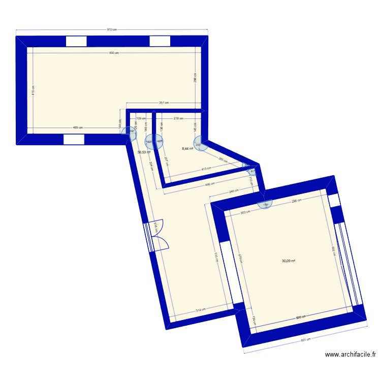 Logement 2 (ferme Le Bono). Plan de 3 pièces et 95 m2