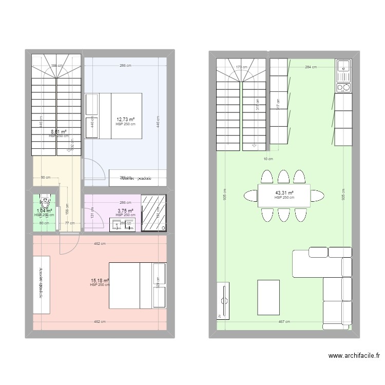 Charleroi 2. Plan de 6 pièces et 85 m2