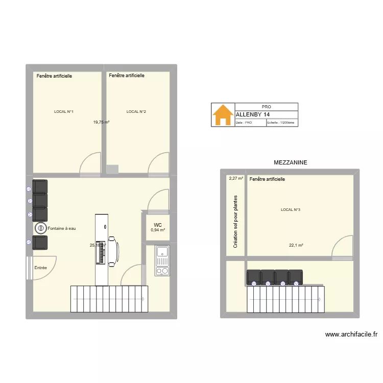 ALLENBY 14 V1. Plan de 5  et 70 m²