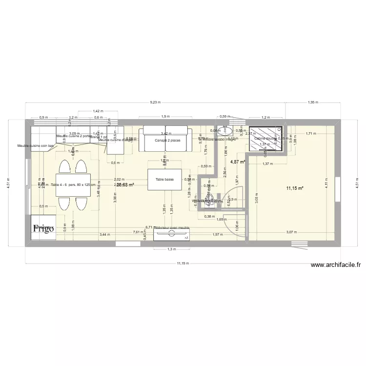 studio 1. Plan de 