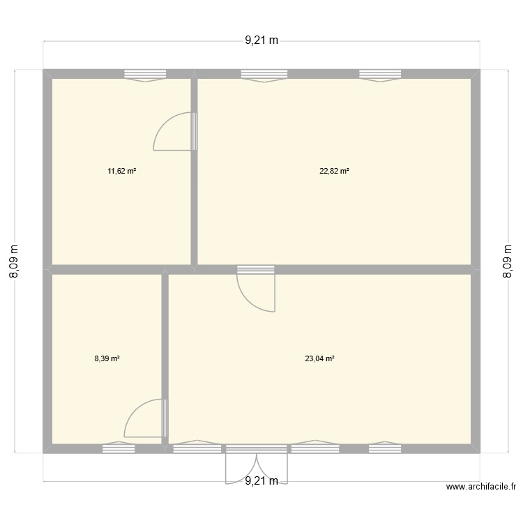 Geyraud. Plan de 4 pièces et 66 m2