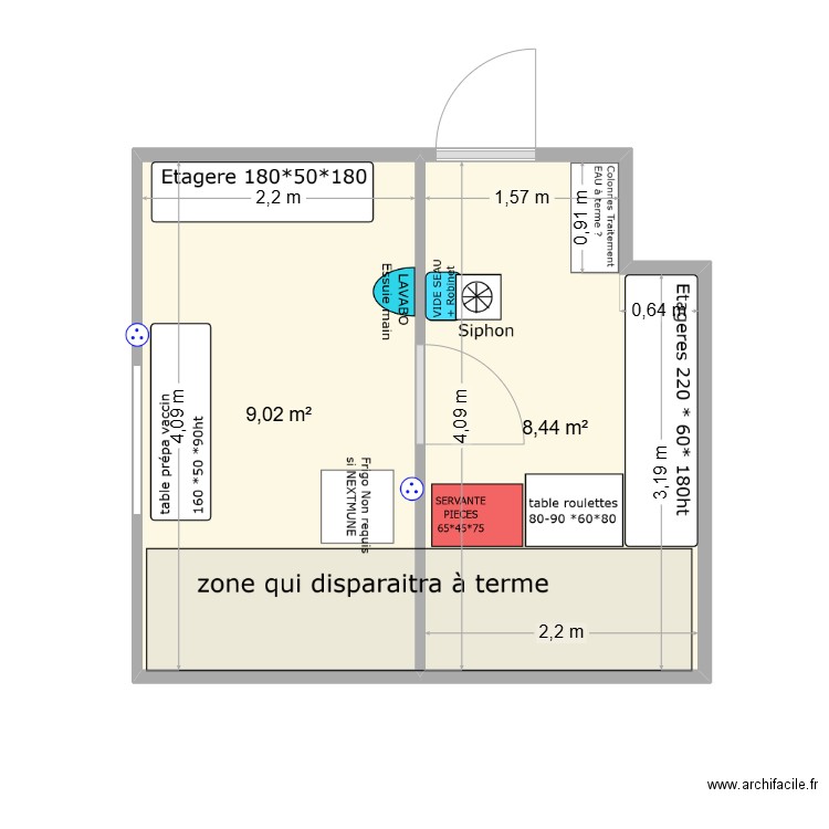 plan CLEDEN. Plan de 2 pièces et 17 m2