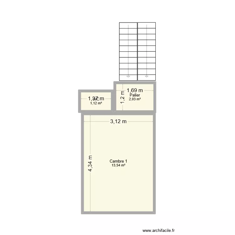 plan maison Jemappes entre &eacute;tage. Plan de 3  et 17 m²